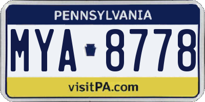 PA license plate MYA8778