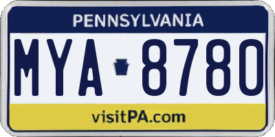 PA license plate MYA8780