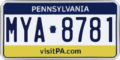 PA license plate MYA8781