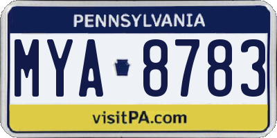 PA license plate MYA8783