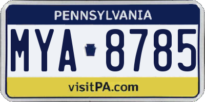 PA license plate MYA8785