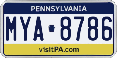 PA license plate MYA8786