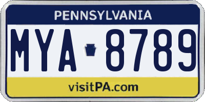 PA license plate MYA8789
