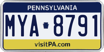 PA license plate MYA8791