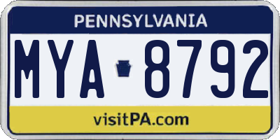 PA license plate MYA8792