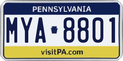 PA license plate MYA8801