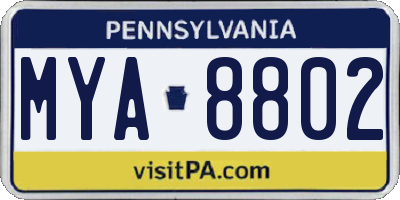 PA license plate MYA8802