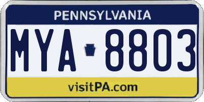 PA license plate MYA8803