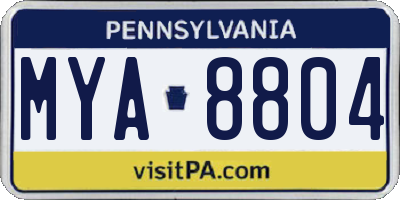 PA license plate MYA8804