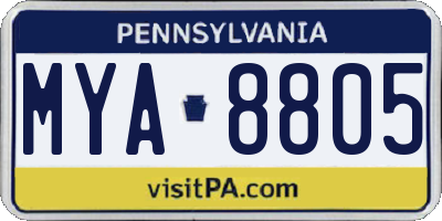 PA license plate MYA8805