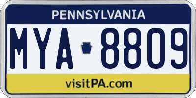 PA license plate MYA8809
