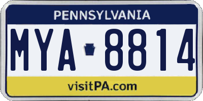 PA license plate MYA8814