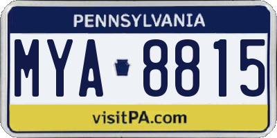 PA license plate MYA8815