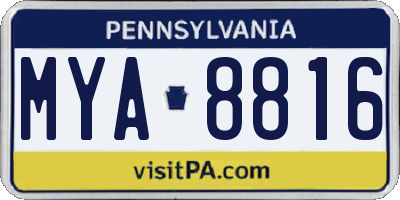 PA license plate MYA8816