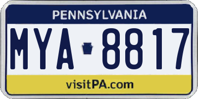 PA license plate MYA8817