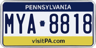 PA license plate MYA8818