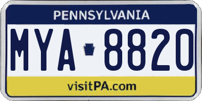 PA license plate MYA8820