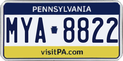 PA license plate MYA8822