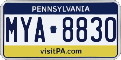 PA license plate MYA8830