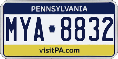 PA license plate MYA8832
