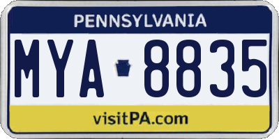 PA license plate MYA8835