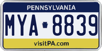 PA license plate MYA8839