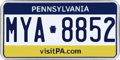 PA license plate MYA8852