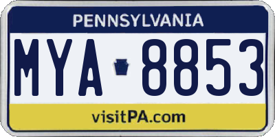 PA license plate MYA8853