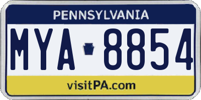 PA license plate MYA8854