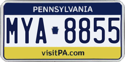 PA license plate MYA8855