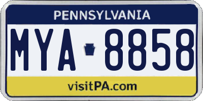 PA license plate MYA8858