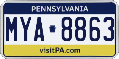 PA license plate MYA8863