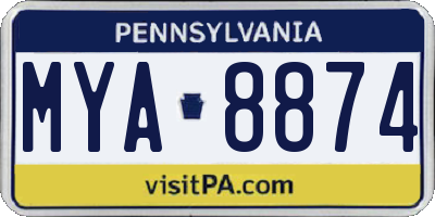 PA license plate MYA8874