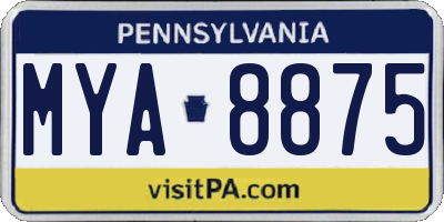 PA license plate MYA8875
