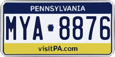 PA license plate MYA8876