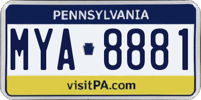 PA license plate MYA8881