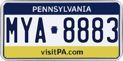 PA license plate MYA8883