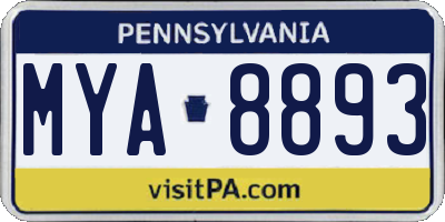 PA license plate MYA8893