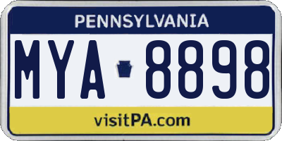 PA license plate MYA8898