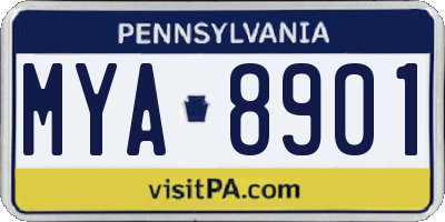 PA license plate MYA8901