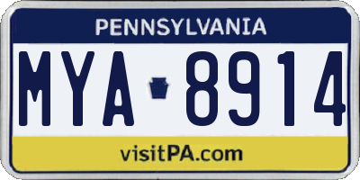 PA license plate MYA8914