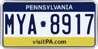 PA license plate MYA8917