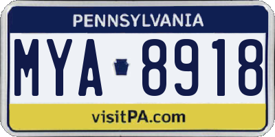 PA license plate MYA8918