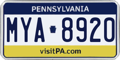 PA license plate MYA8920