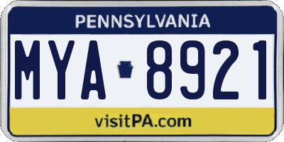 PA license plate MYA8921