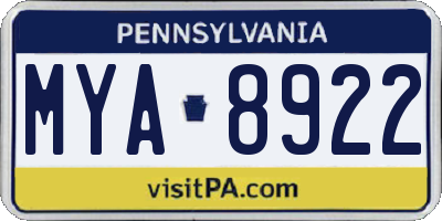PA license plate MYA8922