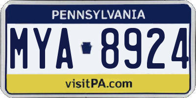 PA license plate MYA8924
