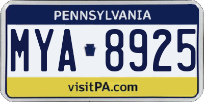 PA license plate MYA8925
