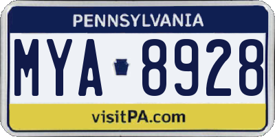 PA license plate MYA8928
