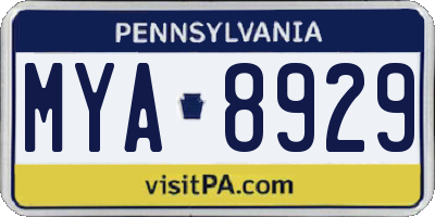 PA license plate MYA8929